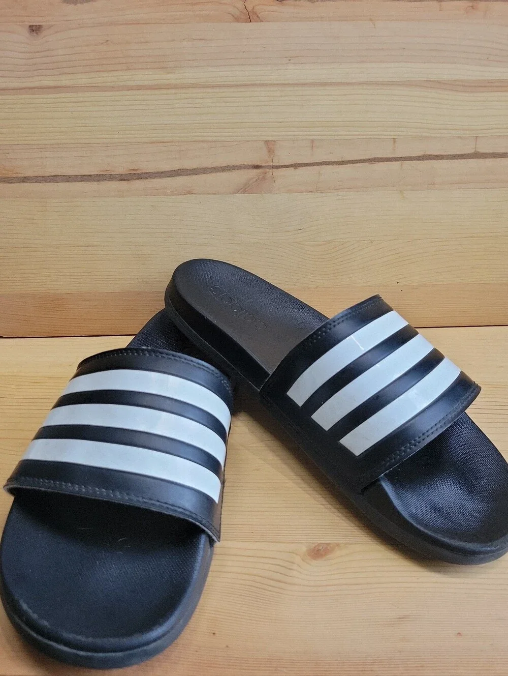 Adidas Sandals Mens 7 Adilette Slides Black Open Toe Comfort Slip On